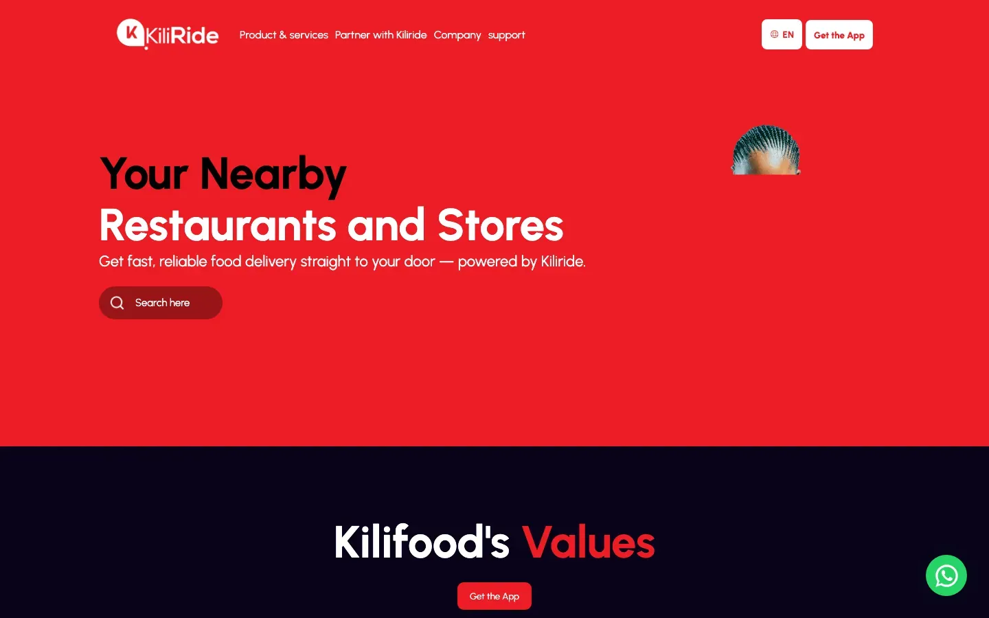 Kilifood delivery page