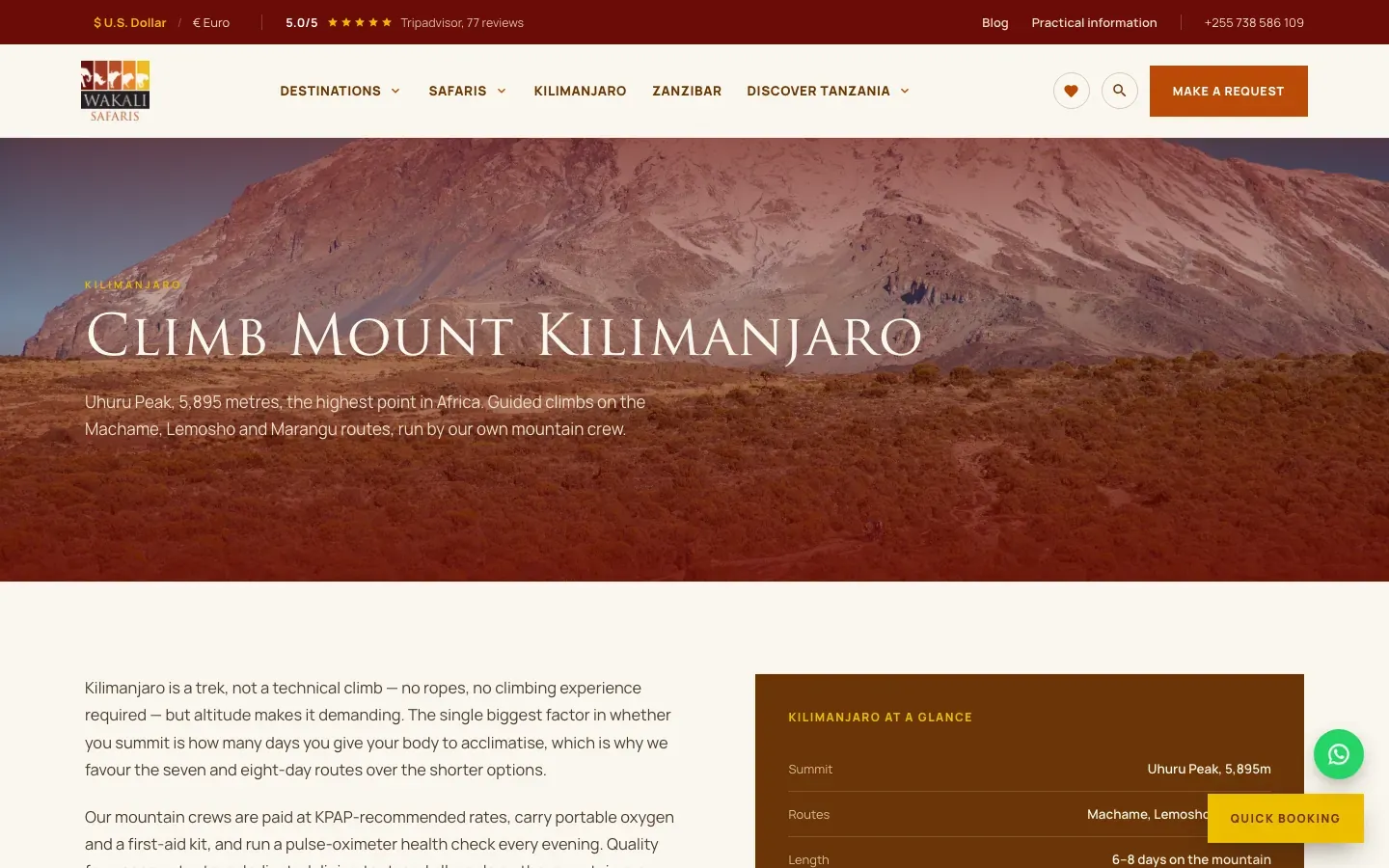 Kilimanjaro climbs page