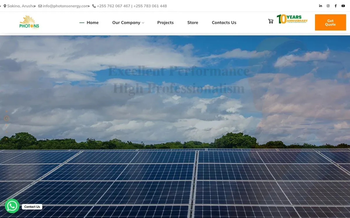 Photons Energy website homepage preview