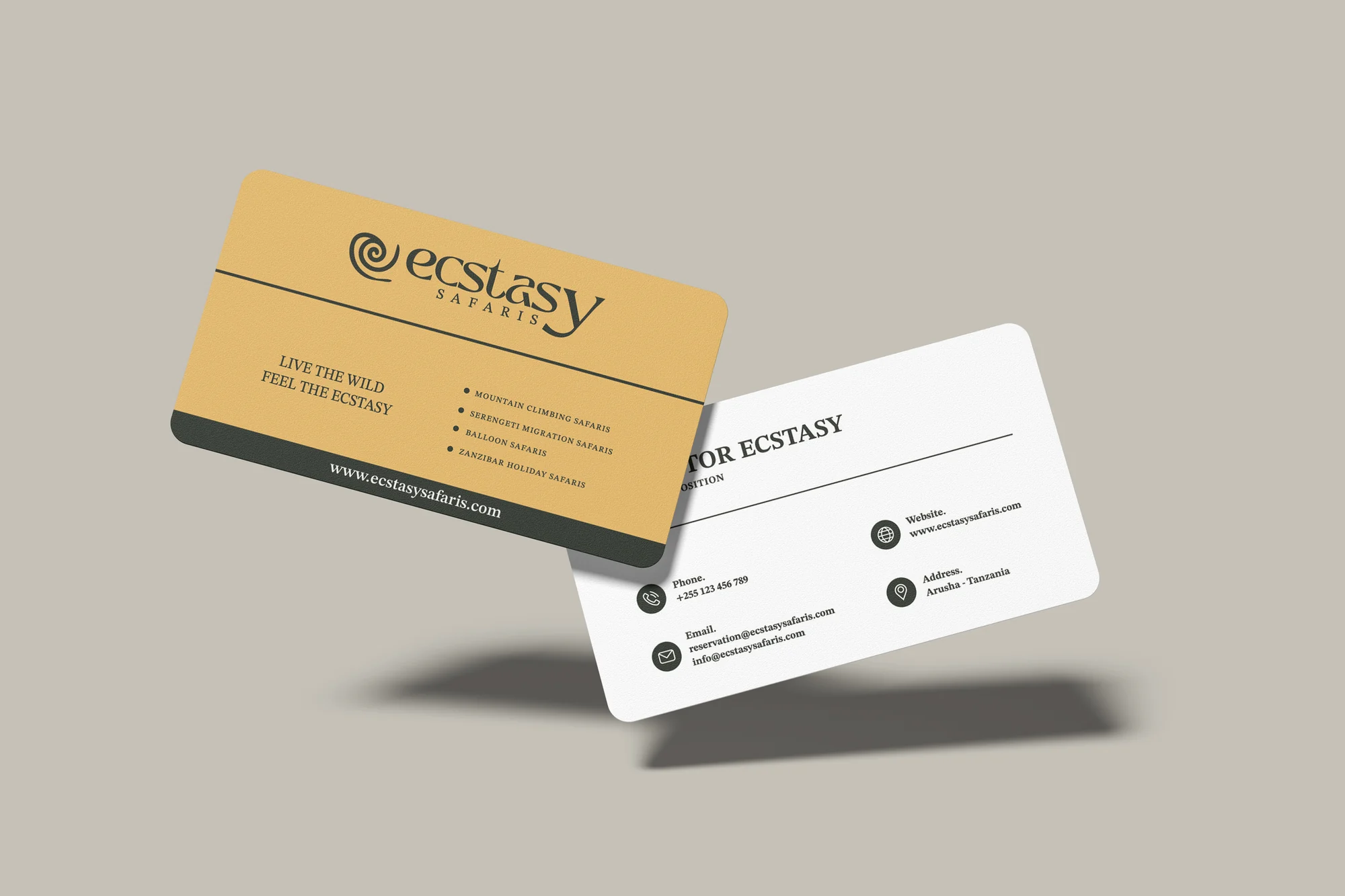 Ecstasy Safaris business card mockup