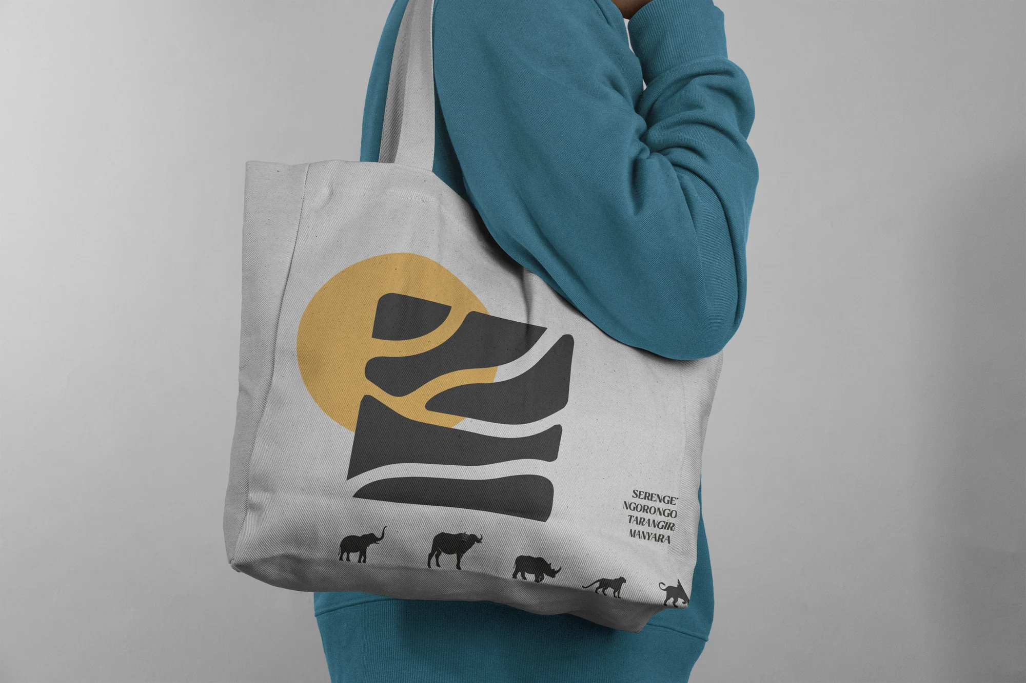 Lucky Wild Safaris canvas tote bag mockup