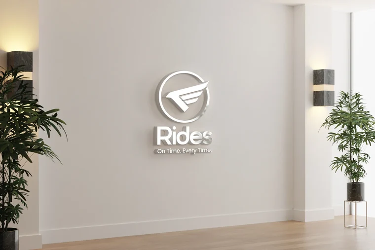 Rides TZ identity on an office wall