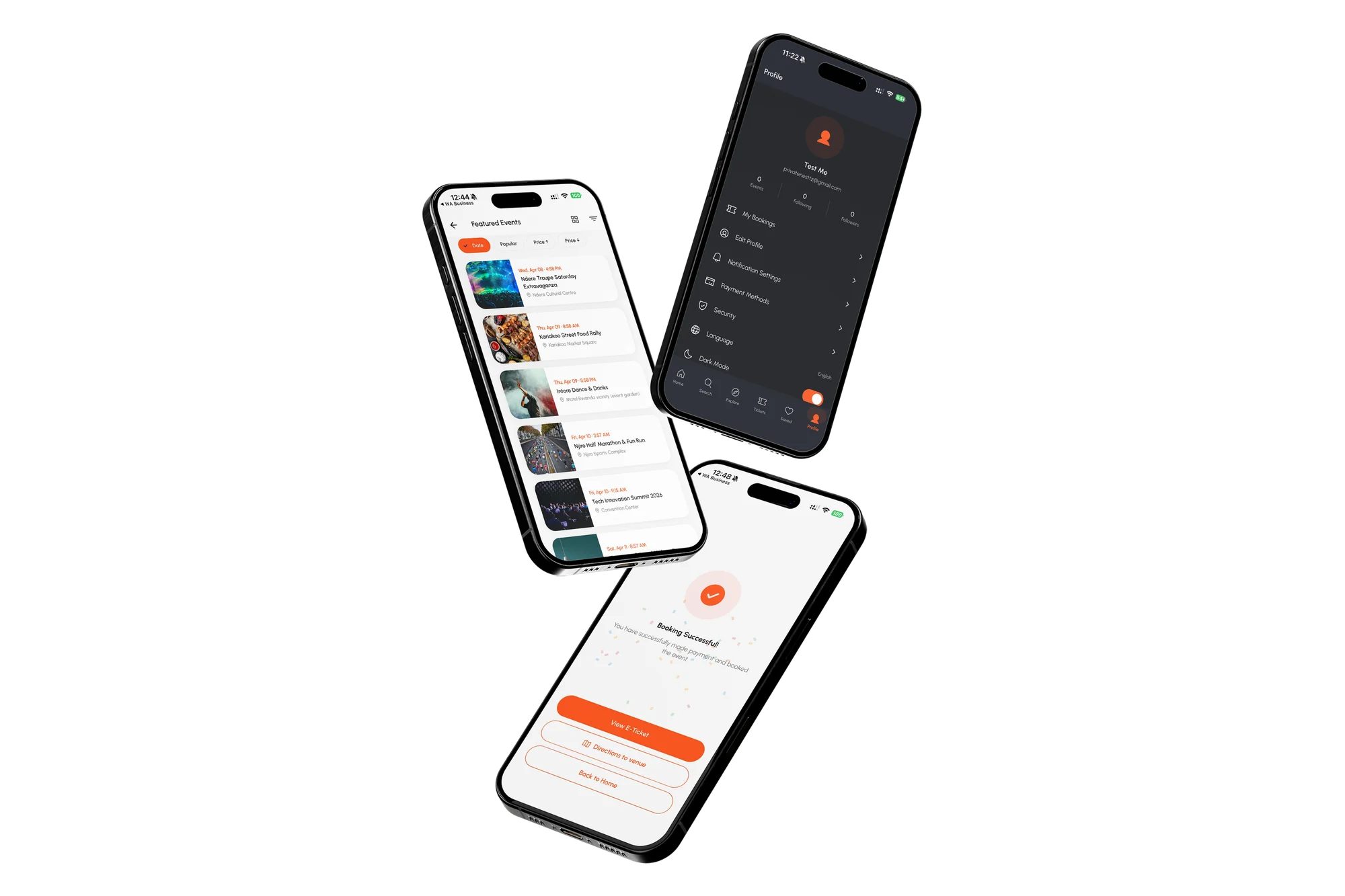 Vibes platform presented on three phones